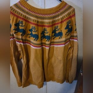 Modcloth dark yellow reindeer sweater 2x
